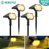 newstyle 2/4 Pezzi Fari Solari a LED 92, Impermeabili IP65, Orientabili, Luce Bianca Calda, Lampada Paesaggistica per Esterni, Illuminazione Decorativa per Giardino e Patio