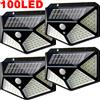 XIWANGFIRE Lampada Solare da Giardino 100 LED con Sensore di Movimento, Impermeabile, per Recinzioni, Cortili, Sentieri e Scale