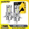 AUXITO 2 Pezzi 50W 12000LM Luci LED H4 Hi/Lo Beam 6500K Lampadina Faro Design Mini Wireless Per Auto Chip CSP 7035 Bianco