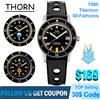 THORN Orologio Vintage Thorn T006 con Movimento PT5000, Titanio, 50 Fathoms, Vetro Zaffiro, Orologio da Uomo Subacqueo Impermeabile 200m, Modelli T007 T008 T009
