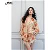 ELFSACK Set da donna in 2 pezzi con stampa fragole, camicia vintage da vacanza e completo con pantaloncini a trapezio, grazioso outfit estivo
