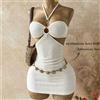 YEAE Nuovi Abiti Estivi Senza Maniche per Donne, Vestito Bianco con Collo all'Americana, Abito Aderente Sexy con Schiena Scoperta, Vestidos De Verano Mujer Q3881
