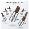 Hi-Spec Set di 6 Chiavi a Bussola Esagonali da 1/4" H3-H8 in Acciaio S2 Industriale, Punte Allen ad Alta Coppia per Chiavi a Cricchetto e Chiavi Dinamometriche