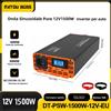 DATOUBOSS Inverter di Potenza a Onda Sinusoidale Pura DATOUBOSS 1500W, da DC 12V a AC 220V, Convertitore Solare per Auto con Picco di Potenza 3000W, Presa EU, Consegna UE, 50/60Hz, Caricatore USB Portatile,