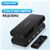 Lemorele Switch HDMI 3 IN 1 OUT 4K con Estrattore Audio e Telecomando IR HDR HDCP2.3 per Xbox PS4 PC TV Plug and Play