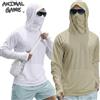 ANIMAL GAME T-shirt Estiva da Uomo UPF50+ a Maniche Lunghe con Cappuccio, ad Asciugatura Rapida, per Corsa, Protezione Solare, Pesca, in Seta Ghiacciata, Stile Streetwear