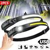 KDULIT Lampada Frontale LED con Sensore, Batteria Integrata, Ricaricabile USB, Torcia COB per Campeggio, Pesca e Ricerca