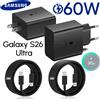 SAMSUNG Caricabatterie Originale Samsung S26 Ultra 60W PD Type-C con Spina EU, Ricarica Rapida per Samsung S25+ S25 S24 S23 S22 Ultra A57 Tab S10 S9
