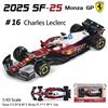Bburago 1:43 2025 F1 Ferrari SF25 Monza # 16 Charles Leclerc # Modellino Auto in Lega 44 Lewis Hamilton, Giocattolo da Collezione