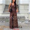 KONDALA Completo Vintage Sexy Chic da Donna: Top Halter con Paillettes e Schiena Scoperta, Pantaloni Lunghi e Larghi - Moda Primavera Estate 2026, Ideale per la Spiaggia