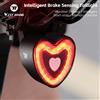 West Biking Luce Posteriore per Bicicletta a Forma di Cuore WEST BIKING, Sensore di Frenata, Vibrazione, Impermeabile IPX6, Ricaricabile USB-C, LED per la Notte