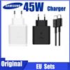 SAMSUNG Caricabatterie Originale Samsung 45W Ricarica Rapida Type C PD per Galaxy S26 S25 Ultra 24 Plus S23 S22 A56 Tab S11, iPhone e Google