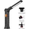 KDULIT Torcia portatile a LED COB, ricaricabile tramite USB, luce da lavoro magnetica, lanterna da appendere con batteria integrata, torcia da campeggio