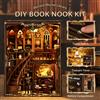 Zuuton Kit Angolo Libro Collezione della Biblioteca Britannica Legno Fai Da Te Puzzle 3D Scena Miniatura Studio Vittoriano Con Luce LED Decorazione Regalo Per Amanti dei Libri