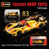 Bburago 1:43 WEC 24h Le Mans Hypercar 2025 Ferrari 499P N.83 Modellino Auto da Corsa in Lega Pressofusa, Collezione Giocattoli, Regalo 296 GT3