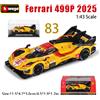 Bburago 1:43 296 GT3 Modellino Auto da Corsa in Lega Pressofusa WEC 24h Le Mans Hypercar 2025 Ferrari 499P N.83 Ye Yifei FIA WEC