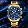 Curren Orologio Cronografo da Uomo di Lusso Marca CURREN, Cinturino in Acciaio Inossidabile, Lancette Luminose, Data, Impermeabile, Movimento al Quarzo