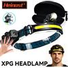Heinast Lampada Frontale Ricaricabile USB a Induzione con Zoom, Torcia LED COB, Batteria Integrata 18650, 6 Modalità, per Pesca e Campeggio