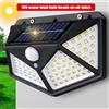 ESMARTER Lampada Solare da Parete con 100 LED e Sensore di Movimento, Luce da Esterno Impermeabile per Giardino e Cortile, Illuminazione su 4 Lati