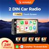 AINAVI Autoradio Universale 2 Din con Carplay Wireless, BT 5.0, Android Auto Wireless, Schermo Touch IPS HD 1280*720, USB, Multimedia MP5 2DIN