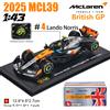 Bburago 1:43 2025 F1 McLaren British GP MCL39 # 4 Lando Norris # Modellino Auto in Lega Oscar Piastri 81, Giocattolo da Collezione