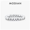 MODIAN Anelli impilabili geometrici semplici in argento sterling 925 con perline, anelli alla moda con perline scintillanti per donna, gioielli raffinati