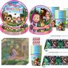 Potdemiel Set di decorazioni per feste di compleanno con orsetto e bambina dei cartoni animati, tovaglia, bicchieri, palloncini, decorazione per torta, articoli per feste di baby shower