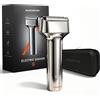 MAXGROOM Rasoio Elettrico MAXGROOM 3 con Lame Flottanti, Impermeabile IPX7, Utilizzo a Secco e Bagnato, Ricaricabile, Display LED, per Barba da Uomo, da Viaggio
