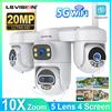 LS VISION Telecamera IP LS VISION 10K 20MP 5G WIFI per Esterni con 5 Lenti, 4 Schermi, Zoom 10X, Lente PTZ 3D, Telecamere di Sorveglianza Wireless per Casa