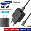SAMSUNG Caricabatterie Originale SAMSUNG S26 Ultra 60W Ricarica Rapida Adattatore EU US USB-C per Galaxy S26 Plus S22 S23 S24 S25 Z Flip 7 5 6 A56