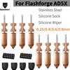 BEGRINT Kit Ugelli per Flashforge AD5X 0.25-0.8mm, Calzino in Silicone + Spazzola per Pulizia, Parti di Ricambio Hotend per Stampante 3D Flashforge AD5X