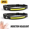 Heinast Torcia frontale a LED ricaricabile USB con sensore, XPE+COB, impermeabile, per campeggio e pesca, 1/2/3/4/5/8/10 pezzi