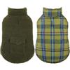 ASENKU M Cappotto Cane Invernale Impermeabile Doppia Faccia per Cani Medio Piccoli, Giacca Calda per Bassotto, Corgi e Carlino,Tartan & Pile Morbido, Chiusura Velcro, per Escursioni in Montagna