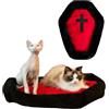 Fantasreen Letto a Bara Gotico per Gatti, Lavabile, 61 * 43CM | Adatto fino a 10 kg. Rosso e Nero. Design Halloween. Piccola taglia. Materiale resistente, lavabile in lavatrice.