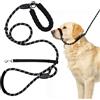 Vidoxdu Guinzaglio per cani a forma di 8, anti-tiro, 1,6 m, in nylon riflettente, con imbottitura per naso e collare per cani di taglia grande e media (nero)
