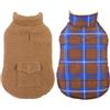 ASENKU M Cappotto Cane Invernale Impermeabile Doppia Faccia per Cani Medio Piccoli, Giacca Calda per Bassotto, Corgi e Carlino,Tartan & Pile Morbido, Chiusura Velcro, per Escursioni in Montagna