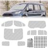 JinsenTGG 12 Pezzi Parabrezza Auto Compatibile con Ford Grand Tourneo Connect (LWB) 2013-2022, Tappetino Termico Cabina, Copertura Interna Auto, Visiere Impermeabile e Pieghevole