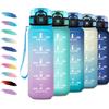 KollyKolla Borraccia 500ml, Borraccia Motivazionale con Filtro, a Prova di Perdite, Bottiglia Acqua Sportiva con Indicatore del Tempo, Campeggio, Corsa, Viaggio, Scuola, Yoga