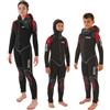 SEAC First, Muta da Subacquea Monopezzo con Cappuccio Integrato, per Bambini e Ragazzi, Neoprene 5 mm Unisex-Youth, Nero/Rosso, 9 Anni