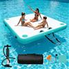 Qdreclod Piattaforma Galleggiante Gonfiabile Per 2-6 Persone con Pompa, Corda Scala Staccabile e Bolsa de Transporte Pontile Galleggiante Gonfiabile Per Piscina Spiaggia Lago Oceano (200x150x15cm)