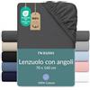 Twinzen Lettino Bambino 70 x 160 cm - 100% Cotone Jersey, Grigio Scuro - Oeko Tex Certificato - Lenzuolo Con Angoli Neonato