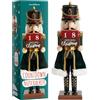 THE TWIDDLERS - Soldatino Schiaccianoci in legno con conto alla rovescia, 30cm / 12" in colori festivi - Ornamento tradizionale classico in legno di pino fatto a mano, decorazione natalizia