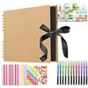 Janety Black Scrapbook Photo Album 80 Pages, DIY Photo Album 28x21cm Khaki | DIY Spiral Scrapbooking Photo Album for Gift &Memory