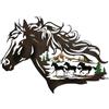 Generic Decorazione da parete con cavallo in metallo, decorazione fatta a mano per interni ed esterni, opera d'arte moderna da appendere per casa e giardino