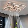 Dfiacn Lampadario Ventilatore con Finitura Cristallo Ventilatore da Soffitto con Luce Silenzioso 6 Velocità Reversibile Dimmerabile Plafoniera Ventilatore Funzione di Memoria per Soggiorno, Bianco
