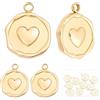 Beebeecraft 1 Scatola 10 Pezzi Ciondoli Piatti Rotondi con Motivo A Cuore in Acciaio Inossidabile Placcato Oro 18K Ciondoli A Forma di Cuore per La Creazione di Gioielli Collane Bracciali Orecchini