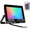 PALMEEDOR Proiettore LED RGB con Telecomando 230V, Faretto Colorato Impermeabile IP65, Luce Multicolore 120° per Giardino, Feste, Natale, Decorazioni Esterne (Nero, 10, Watt)