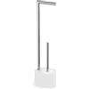 Inbagno Piantana Portarotolo E Portascopino Linea Glim Grigio Opaco - Base In Plastica Stabile E Manico In Acciaio Cromato - H 63 X L 16 X P 12,5 Cm - Design Moderno E Salvaspazio