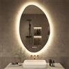 S'bagno Irregolare Specchio Bagno con Luce 60x90cm, Bluetooth Specchio Bagno LED, Anti-Fog, 3000K-6500K, Dimmerabile, Memoria, Vetro Temperato, IP44 Impermeabile, Orizzontale/Verticale