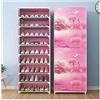 YASTA Scarpiera In Tessuto TNT 10 Ripiani Rosa Salvaspazio Armadio Scaffale Portascarpe Pieghevole Verticale Slim con Copertura Antipolvere Organizer Scarpe Mobiletto da Campeggio 60x30x160 cm (Rosa)